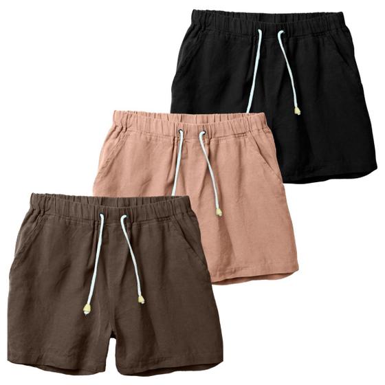 Imagem de Kit 3 Shorts Linho Premium Bermuda Masculina Moda Praia Luxo