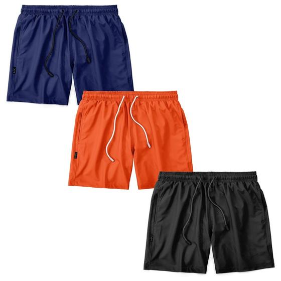 Imagem de Kit 3 Shorts Masculino Liso Praia Piscina Academia Tactel MXC BRASIL