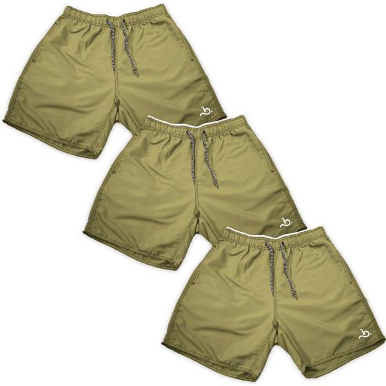 Imagem de Kit 3 Shorts Masculino Lisos Bege Moda Verão Praia Lazer