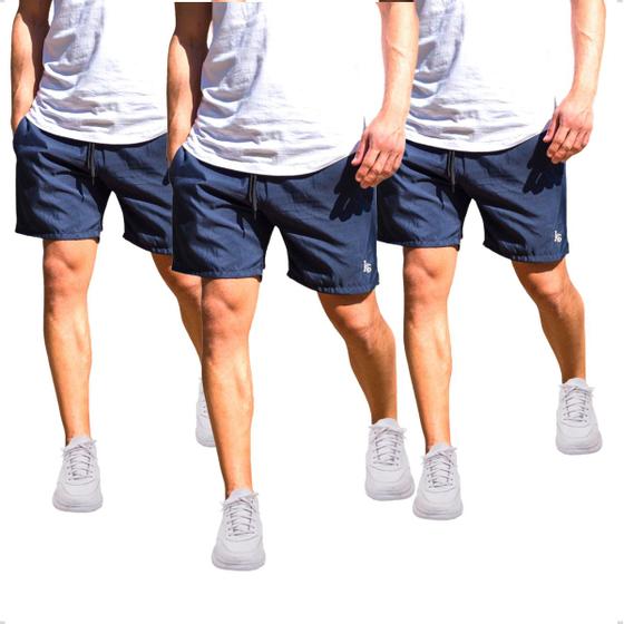 Imagem de Kit 3 Shorts Tactel Masculino Esporte Academia Com Bolsos Laterais E Cós de Elástico