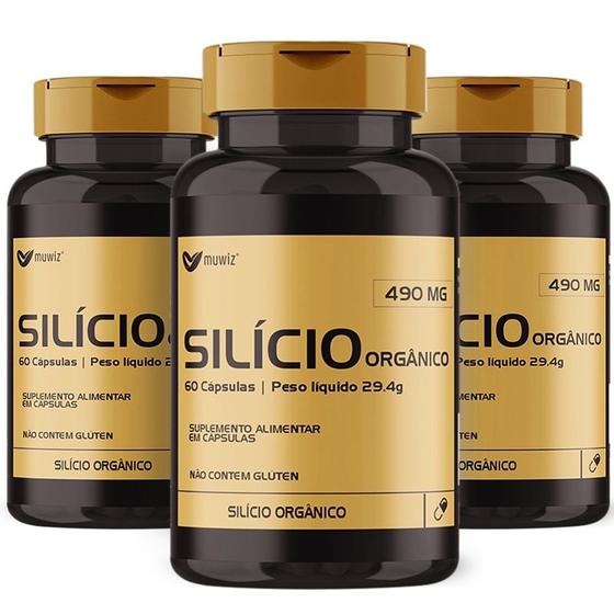 Imagem de Kit 3 silicio organico 60 caps de 490 mg muwiz