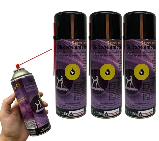Imagem de Kit 3 Silicones Spray 400ml Profissional Para Lubrificar Esteira Elétrica Paulista