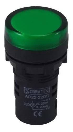 Imagem de Kit 3 Sinaleiro Led 22mm 127/220vca Verde Vermelho Sibratec 