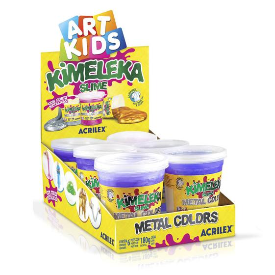 Imagem de Kit 3 Slime Violeta Metal Colors 180g Kimeleka Acrilex