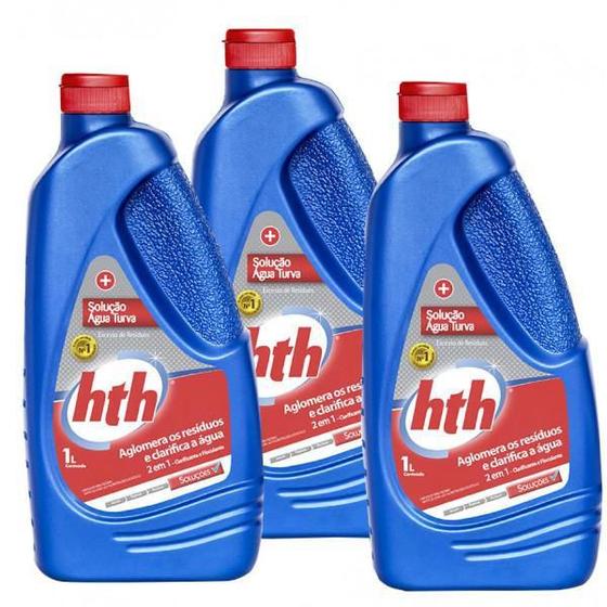 Imagem de Kit 3 Solução Água Turva 1 Litro Hth Para Piscina