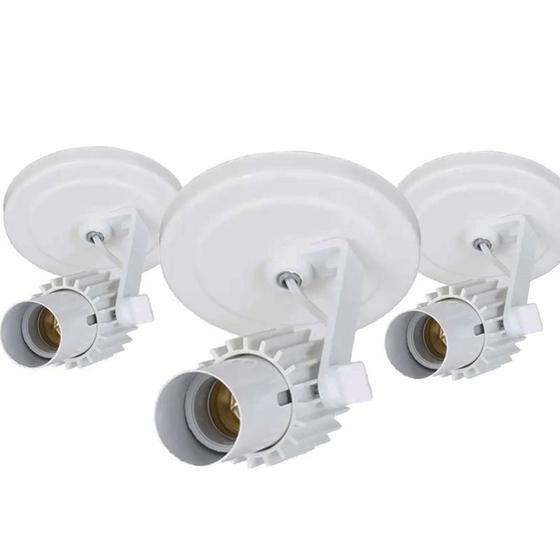 Imagem de Kit 3 Spot Aletado Suporte Lâmpada Direcionável E-27 Branco