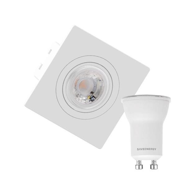 Imagem de Kit 3 Spot Embutir Quadrado Face Plana Mini Dicroica Mr11 Branco + Lâmpada LED 4w 4000k