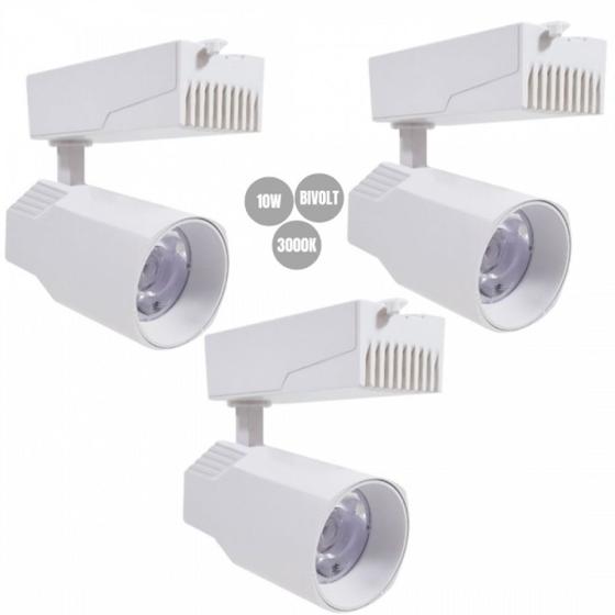 Imagem de Kit 3 spot led 10w trilho eletrificado branco 3000k galaxy