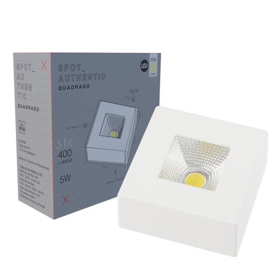 Imagem de Kit 3 Spot Led COB Quadrado Sobrepor 5w Branco Neutro 4000K