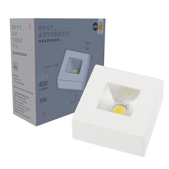 Imagem de Kit 3 Spot Led COB Quadrado Sobrepor 5w Branco Quente 3000K