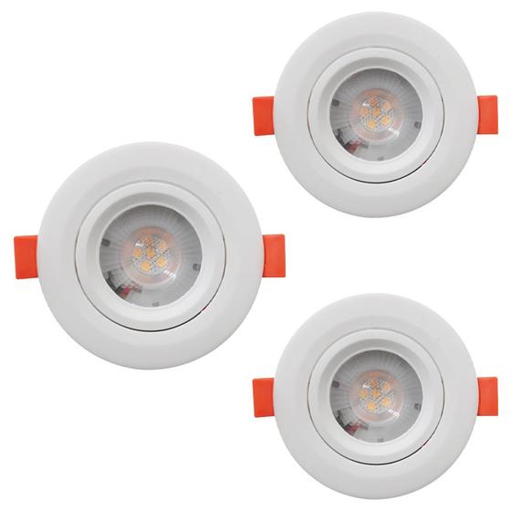 Imagem de kit 3 Spot Led Embutir 5w redondo 6500k branco frio Vany*