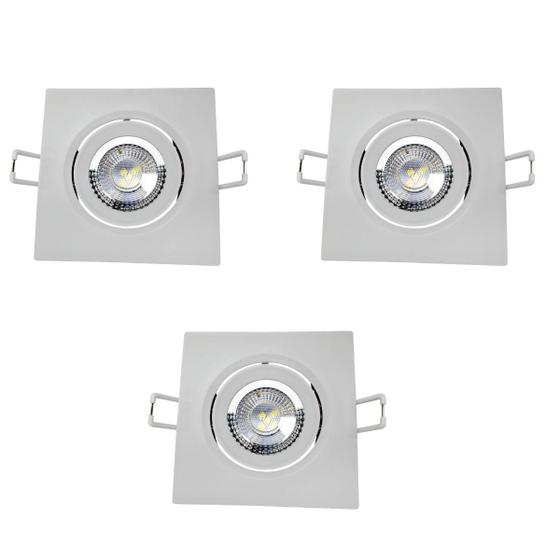 Imagem de Kit 3 spot led embutir quadrado br6500k 3w avant