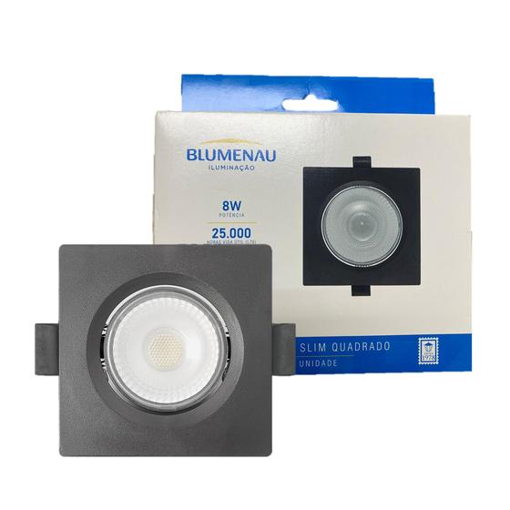 Imagem de Kit 3 Spot Led Preto Quadrado Embutir 8w Branco Frio 6500K