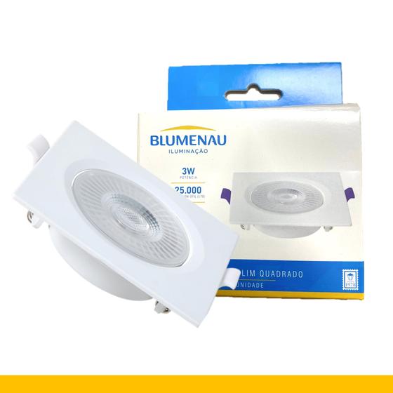 Imagem de Kit 3 Spot Led Quadrado Embutir 3w Branco Quente 3000K Amarelo