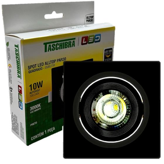 Imagem de Kit 3 Spot Led Quadrado Preto Embutir 10w Branco Quente 3000K