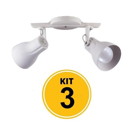 Imagem de Kit 3 Spot Trilho Octa Plus Branco 2xE27 - Startec