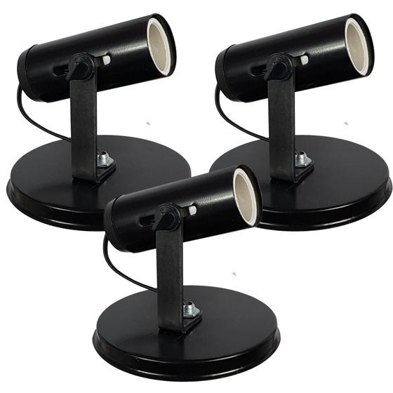 Imagem de Kit 3 Spots Sem Aletados Preto para 1 lâmpada Direcionavel