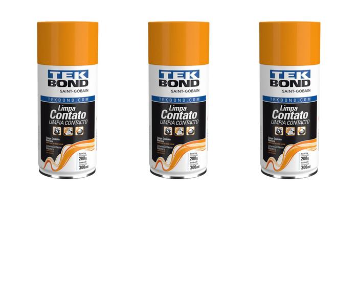 Imagem de Kit 3 Spray Limpa Contato Elétrico Eletrônico 300ml Tek Bond