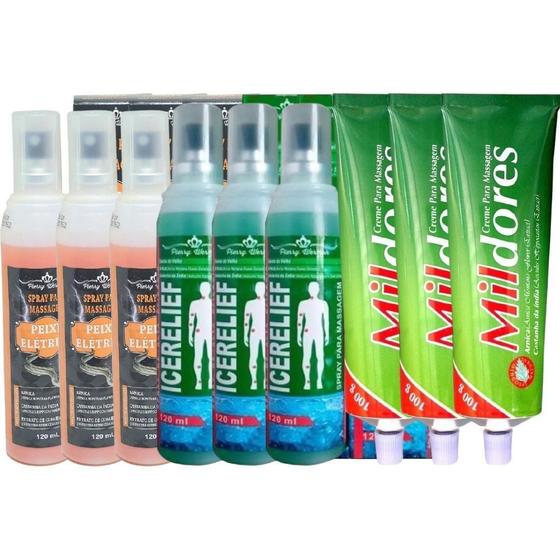 Imagem de Kit 3 Spray Massagem Icerelief 3 Peixe Életrico 3 Mil Dores