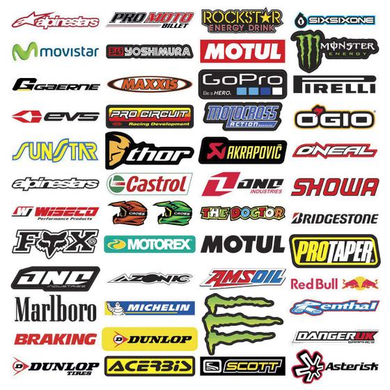 Imagem de Kit 3 Super Cartelas 48 Adesivos Moto Motocross Stickers