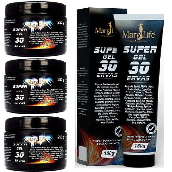 Imagem de Kit 3 Super Gel 30 Ervas 250G + 1 Super Gel 30 Ervas 150G