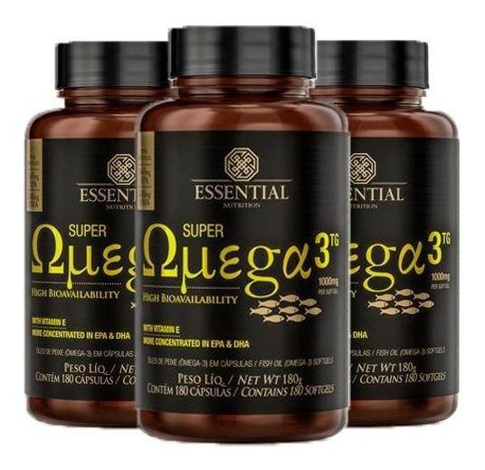 Kit 3 Super Ômega 3 Tg 1000 Mg 180Cáps Essential Nutrition Ômega 3