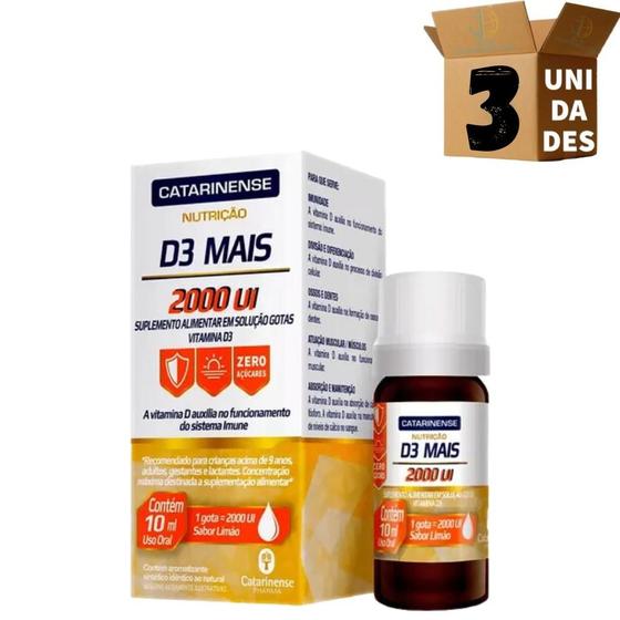 Imagem de Kit 3 Suplemento de Vitamina D3 em gotas 2.000ui