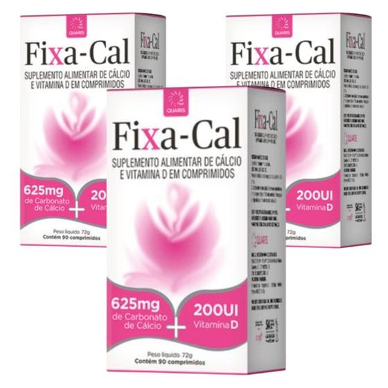 Imagem de Kit 3 Suplemento Vitamina Fixa-Cal 90 Cpr - Quaris