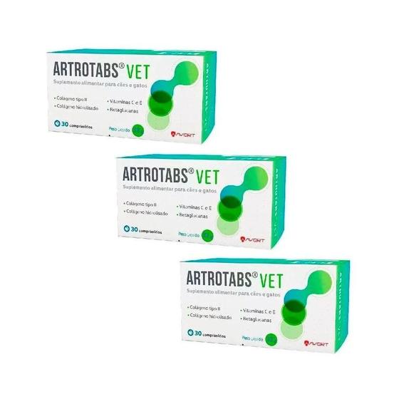 Kit 3 Suplementos Artrotabs Vet 33g Avert 30 Comprimidos Menor preço em Kit 3 Suplementos Artrotabs Vet 33g Avert 30 Comprimidos