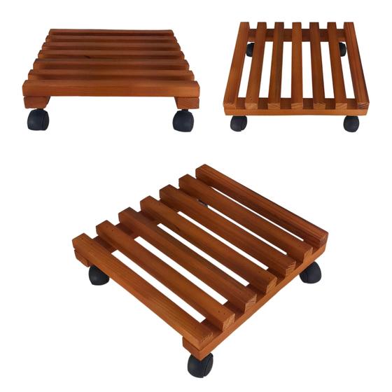 Kit 3 Suporte De Madeira Com Rodas Para Vaso Porta Plantas 30cm Sala Menor preço em Kit 3 Suporte De Madeira Com Rodas Para Vaso Porta Plantas 30cm Sala