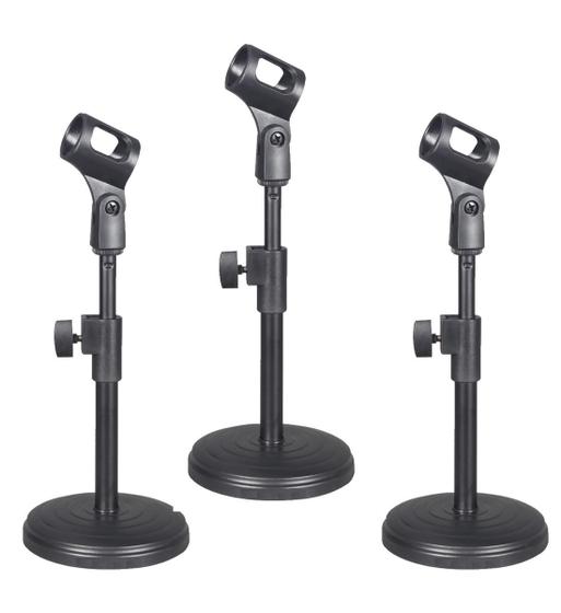 Imagem de KIT 3 Suporte Pedestal Mesa Tripé P/ Microfones Base de Mesa