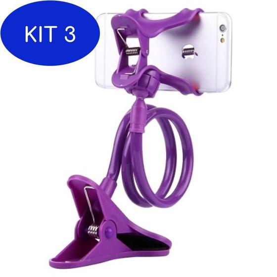 Kit 3 Suporte Universal Para Celulares Com Braço Articulado Roxo - MC ...
