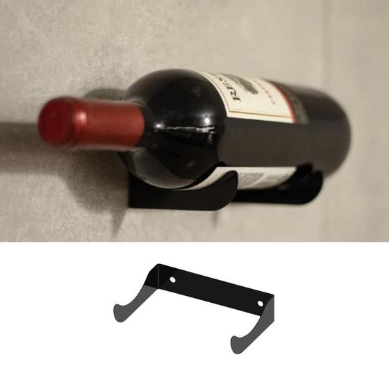 Imagem de Kit 3 Suportes Para Garrafa Vinho e Espumante Adega de Parede Vertical - Cor Preto