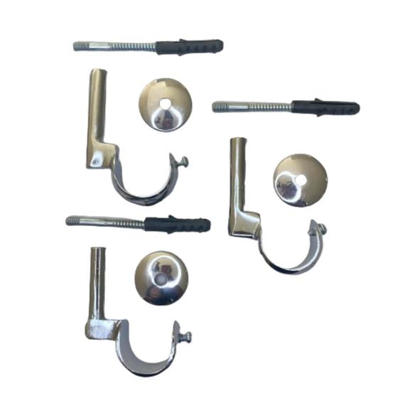 Kit 3 Suportes Simples de Teto para Varão de Cortina 28mm Menor preço em Kit 3 Suportes Simples de Teto para Varão de Cortina 28mm
