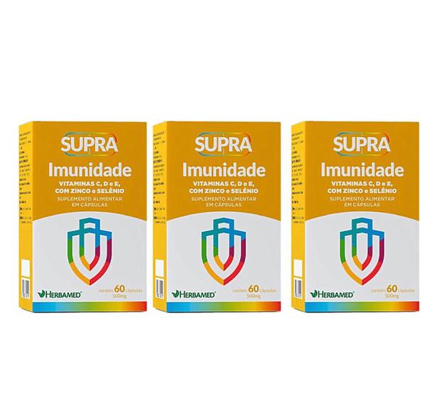 Imagem de Kit 3 Supra Imunidade Vitaminas, Zinco E Selênio 60 Capsulas