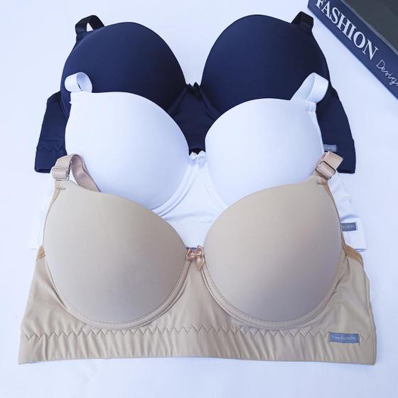 Imagem de Kit 3 Sutiã Plus Size Super Reforçado com Bojo Liso 