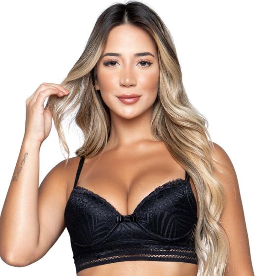 Imagem de Kit 3 Sutiãs Lingerie Vekyo Com Bojo Renda E Elástico Roupa Íntima