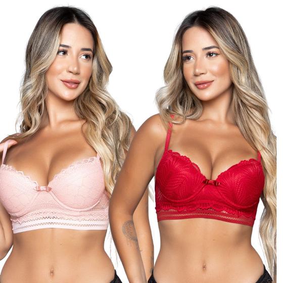 Imagem de Kit 3 Sutiãs Lingerie WLS Modas Com Bojo Renda e Elástico