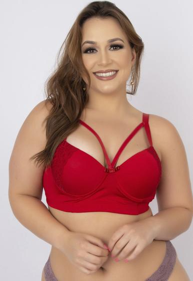 Imagem de Kit 3 Sutiãs Plus Size Reforçado com Bojo Renda e Strappy