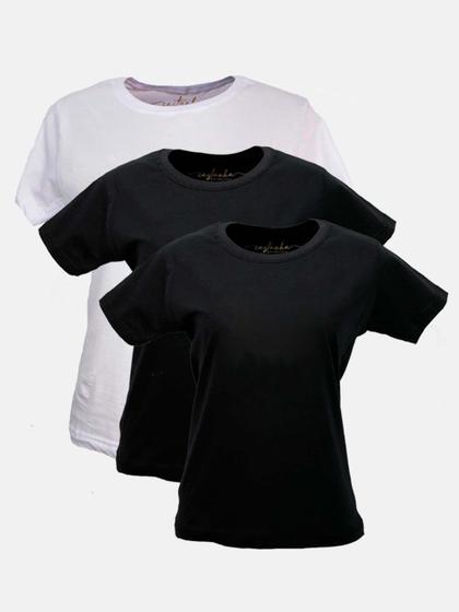 Imagem de Kit - 3 T-Shirts Básicas Branca/Preta