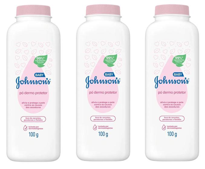 Imagem de Kit 3 Talco Johnson & Johnson Baby Dermo Protetor 100g