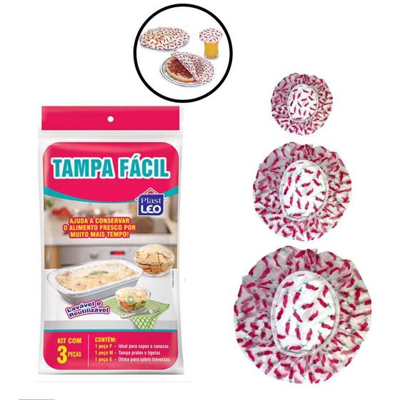 Imagem de Kit 3 Tampas Decorada Para Alimentos Elástica Plastleo