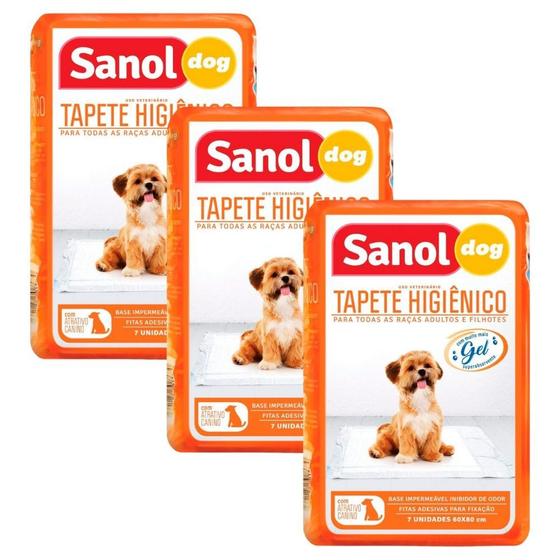 Imagem de Kit 3 Tapete Higiênico Sanol Dog para Cães Adultos e Filhotes com 7 Unidades