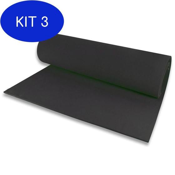 Kit 3 Tapete Yoga Pilates - Yoga Mat 1,80X0,55M - Preto Menor preço em Kit 3 Tapete Yoga Pilates - Yoga Mat 1,80X0,55M - Preto