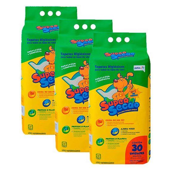 Kit 3 Tapetes Higiênicos Cães Super Secão C/30 Unidades Menor preço em Kit 3 Tapetes Higiênicos Cães Super Secão C/30 Unidades