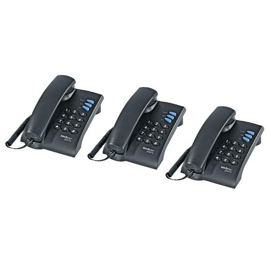 Kit 3 Telefones Pleno Intelbras Preto Menor preço em Kit 3 Telefones Pleno Intelbras Preto