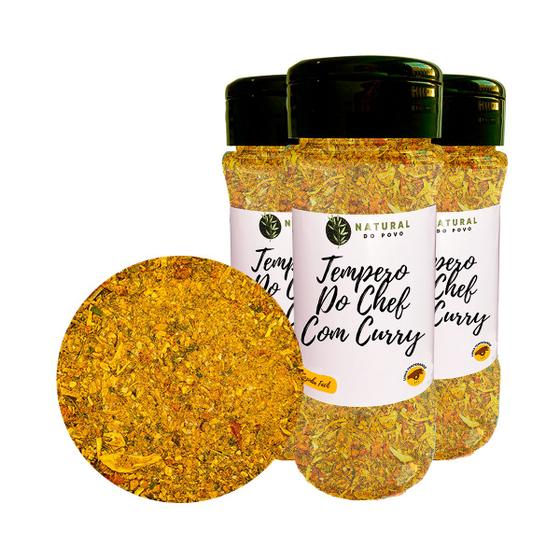 Imagem de Kit 3 Tempero Do Chef Com Curry Qualidade Premium Pote com Dosador 50g 