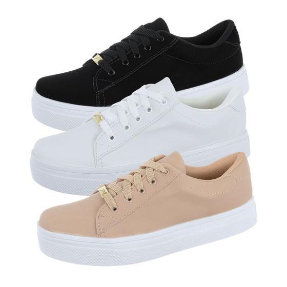 Imagem de Kit 3 Tênis Casual Feminino Básico Retrô Bellinda Shoes