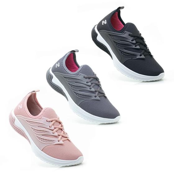 Kit 3 Tênis Esportivo Slip On Feminino Caminhada Fitness Menor preço em Kit 3 Tênis Esportivo Slip On Feminino Caminhada Fitness
