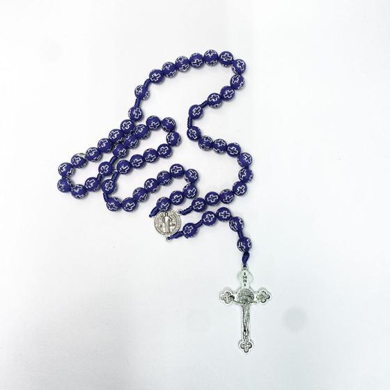 Imagem de Kit 3 Terços São Bento religioso medalha crucifixo prata devocional
